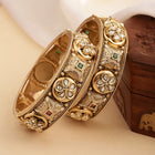 Kundan Embellished Set of Kada Bangles - Gold