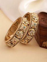 Kundan Embellished Set of Kada Bangles - Gold