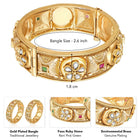 Kundan Embellished Set of Kada Bangles - Gold