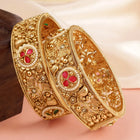 Floral Carved Traditional Kada Set - Gold