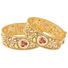 Floral Carved Traditional Kada Set - Gold