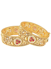 Floral Carved Traditional Kada Set - Gold