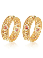 Floral Carved Traditional Kada Set - Gold