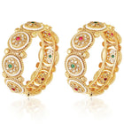 Beaded Crystal Set of Kada Bangles - Gold