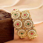 Beaded Crystal Set of Kada Bangles - Gold