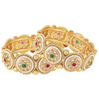 Beaded Crystal Set of Kada Bangles - Gold