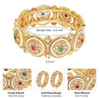 Beaded Crystal Set of Kada Bangles - Gold