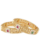 Laxmi Carved Temple Work Bangle Set - Gold