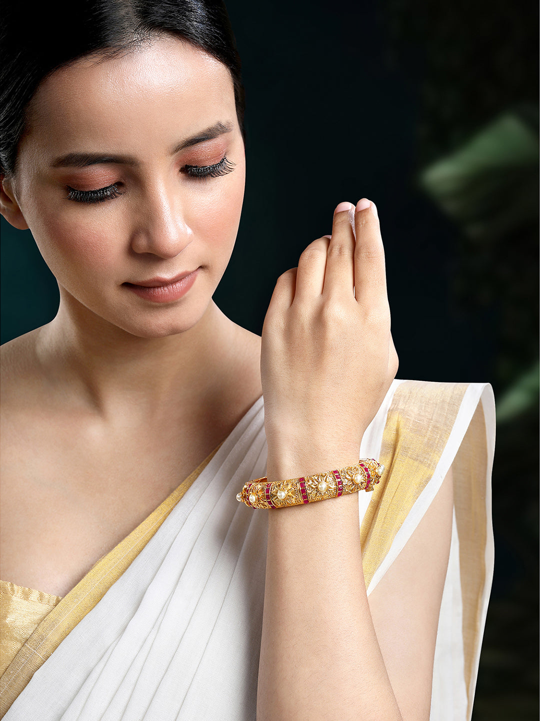 Golden Harmony Pearl Studded Kada