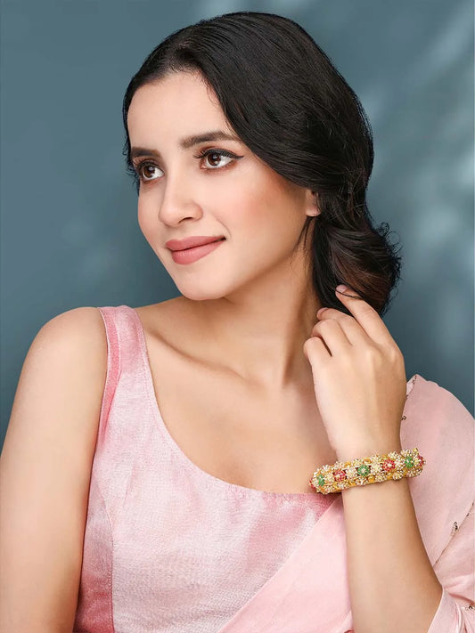 Gold Stones Studded Bangles – Traditional Fashion Jewellery by Peora

