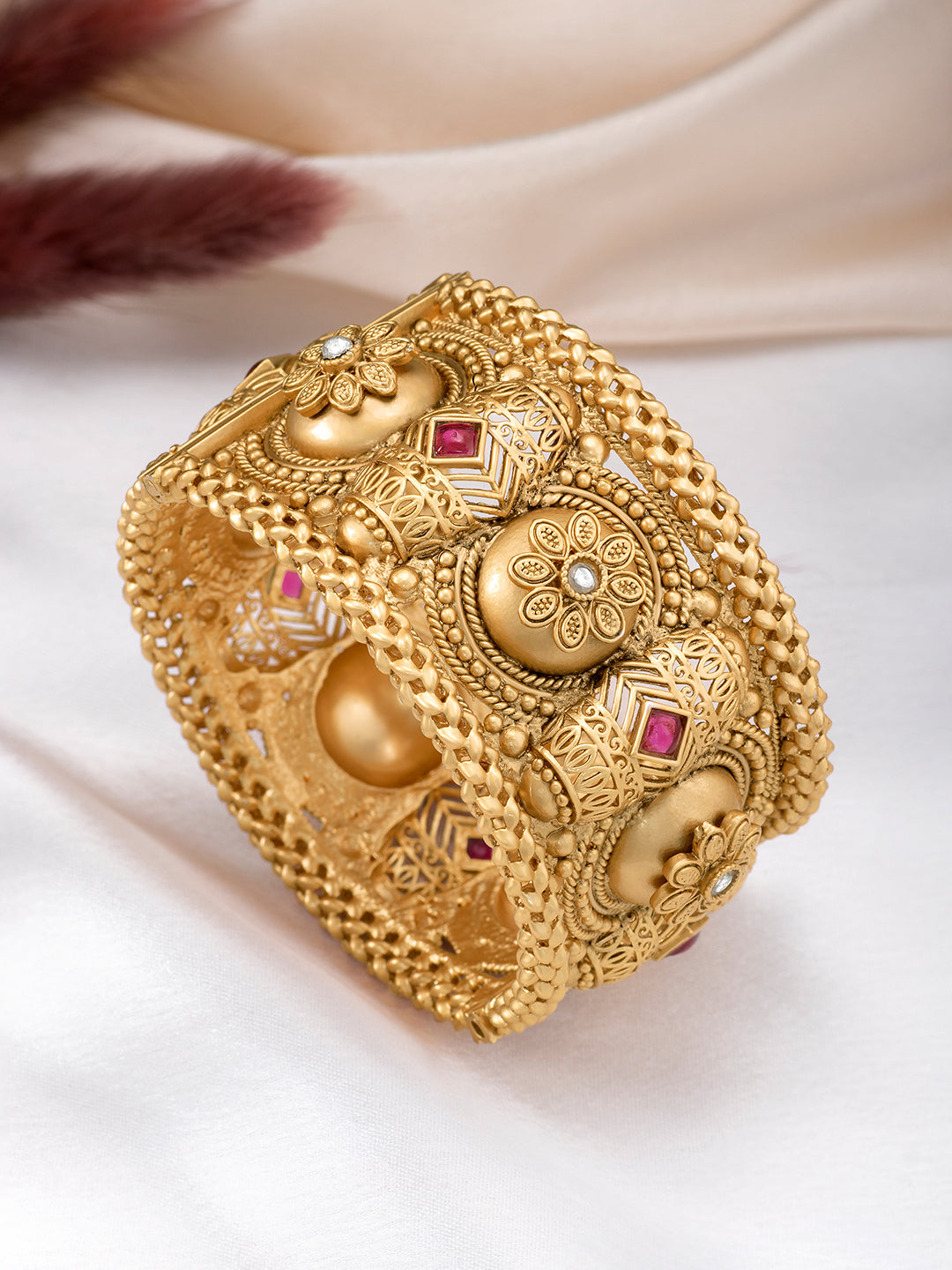 Radiant Resilience Gold Plated Stone Kada