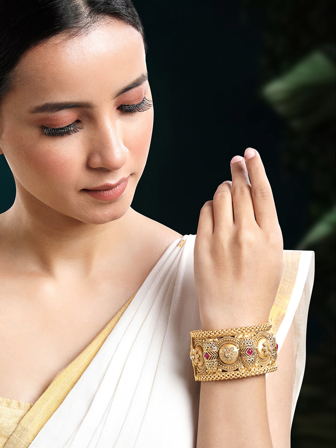 Radiant Resilience Gold Plated Stone Kada