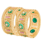 Green Meenakari Gold Plated Kada Set for Women