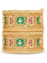 Green Meenakari Gold Plated Kada Set for Women