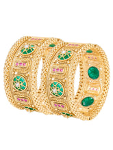Green Meenakari Gold Plated Kada Set for Women