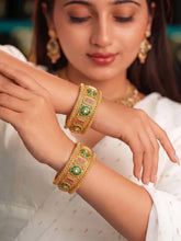 Green Meenakari Gold Plated Kada Set for Women