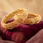 Gold Plated Rawa Work Gemstone Statement Kada