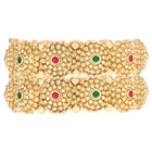 Gold Plated Rawa Work Gemstone Statement Kada