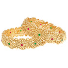 Gold Plated Rawa Work Gemstone Statement Kada