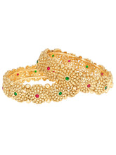 Gold Plated Rawa Work Gemstone Statement Kada