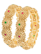 Gold Plated Rawa Work Gemstone Statement Kada