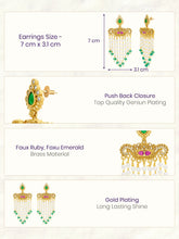 Peora Divine Temple Style Long Pearl Earrings