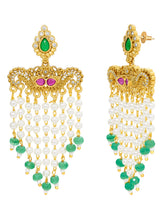 Peora Divine Temple Style Long Pearl Earrings