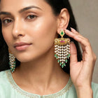 Peora Divine Temple Style Long Pearl Earrings