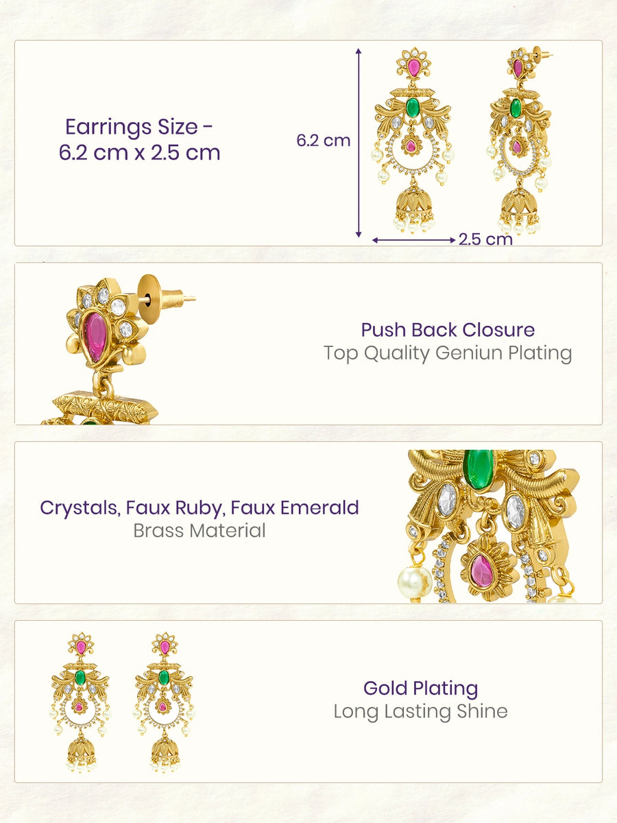Peora Ethnic Long Chandbali Jhumka Earrings