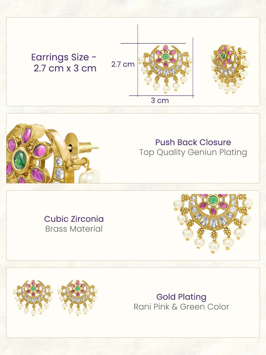 Peora Royal Jadau Stud Earrings
