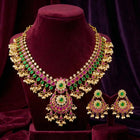 Peora Temple Style Jadau Bridal Necklace Set