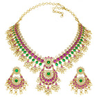 Peora Temple Style Jadau Bridal Necklace Set