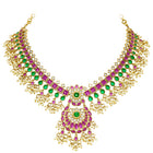 Peora Temple Style Jadau Bridal Necklace Set
