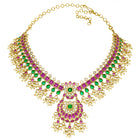 Peora Temple Style Jadau Bridal Necklace Set