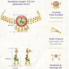 Peora Pink & Green Jadau Swan Choker Pearl Set