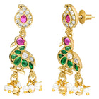 Peora Pink & Green Jadau Swan Choker Pearl Set