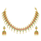 Peora Royal Temple Style Necklace Set With Jhumki