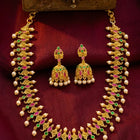 Peora Royal Temple Style Necklace Set With Jhumki