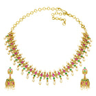 Peora Royal Temple Style Necklace Set With Jhumki