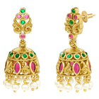 Peora Royal Temple Style Necklace Set With Jhumki