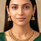 Peora Royal Temple Style Necklace Set With Jhumki