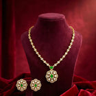 Peora Modern Emerald Kundan Polki Pendant Set