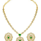 Peora Modern Emerald Kundan Polki Pendant Set