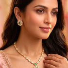 Peora Modern Emerald Kundan Polki Pendant Set