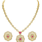 Peora Modern Ruby Kundan Polki Pendant Set