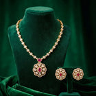Peora Modern Ruby Kundan Polki Pendant Set