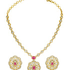 Peora Modern Ruby Kundan Polki Pendant Set