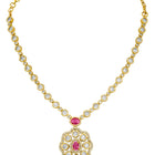 Peora Modern Ruby Kundan Polki Pendant Set