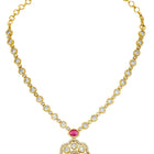 Peora Modern Ruby Kundan Polki Pendant Set