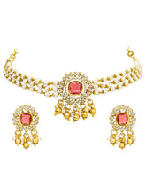 Peora Traditional Ruby Pearl Kundan Choker Set
